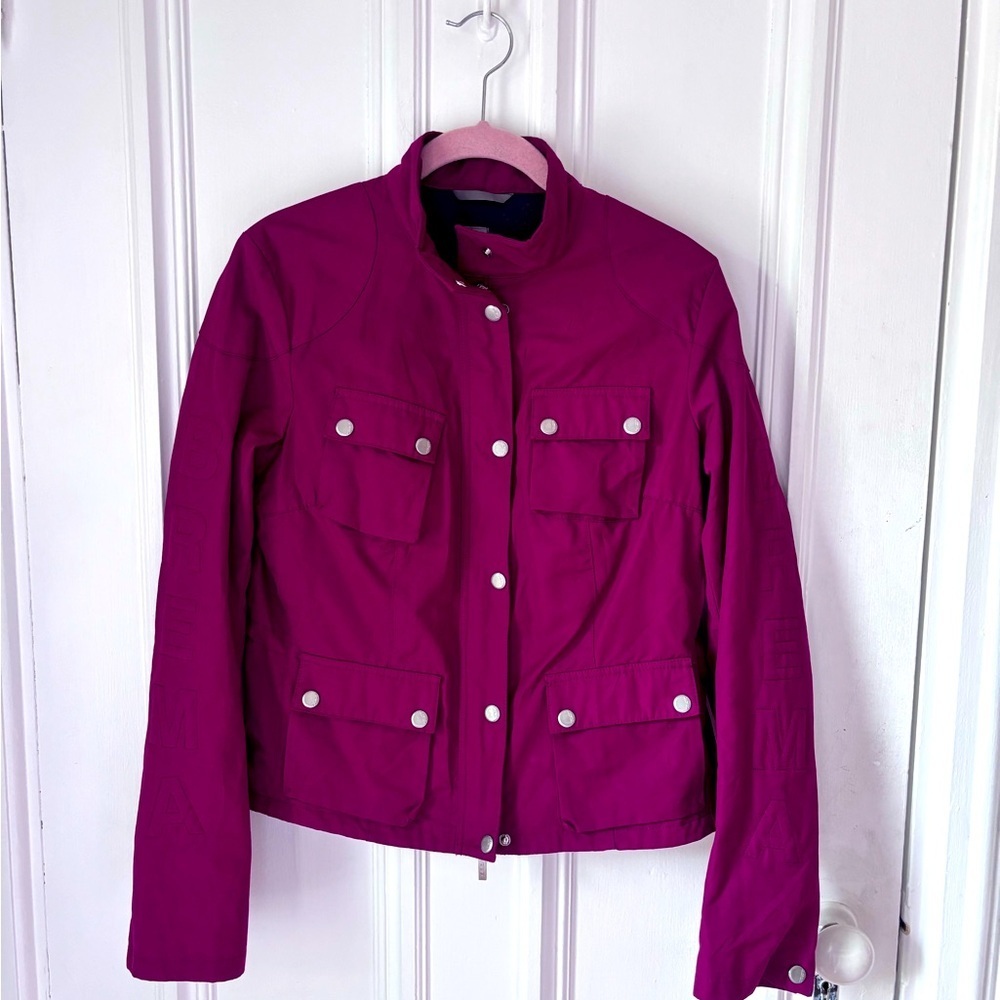 Women’s Brema Burgundy Zip Snap Lined Jacket Size 44 ( Fits like a US 6)